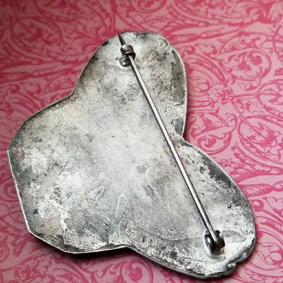 Vintage Shriners brooch Art Nouveau broach pin silver tone butterfly - Picture 6 of 7